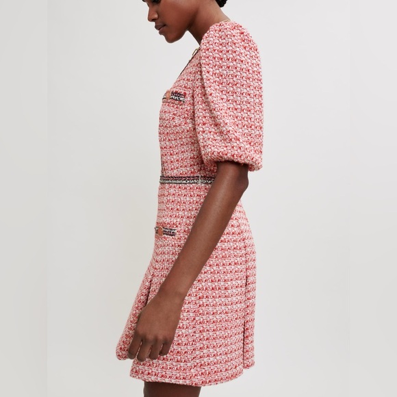 MAJE Renetia Tweed Puff-Sleeve Mini Dress - Picture 3 of 13
